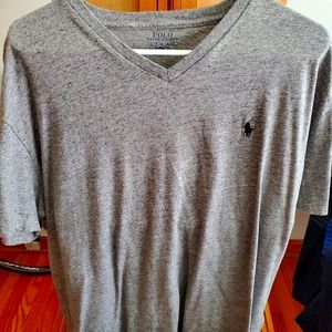 Ralph Lauren V-neck tee in gray. Men's XL